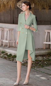 Navy Asymmetrical Tunic Blazer Dress - FashionByTeresa